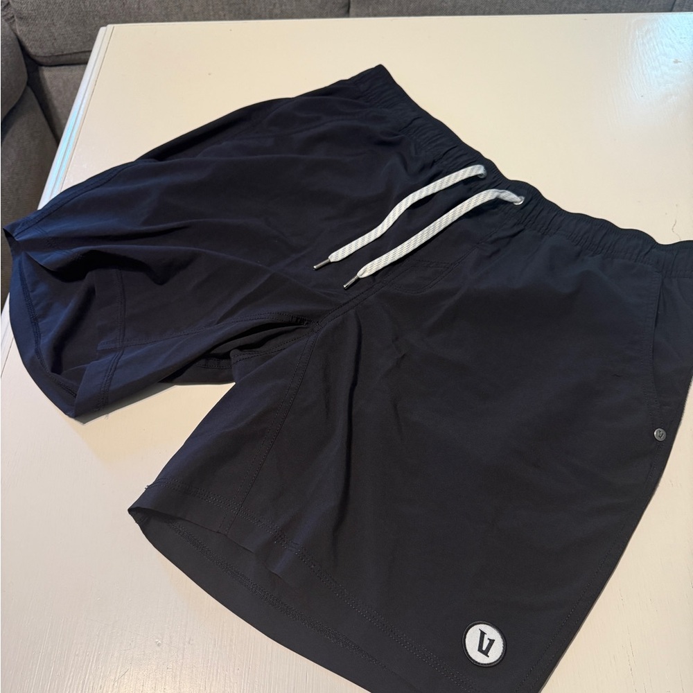 Vuori Men's Black Athletic Shorts with White Drawstring